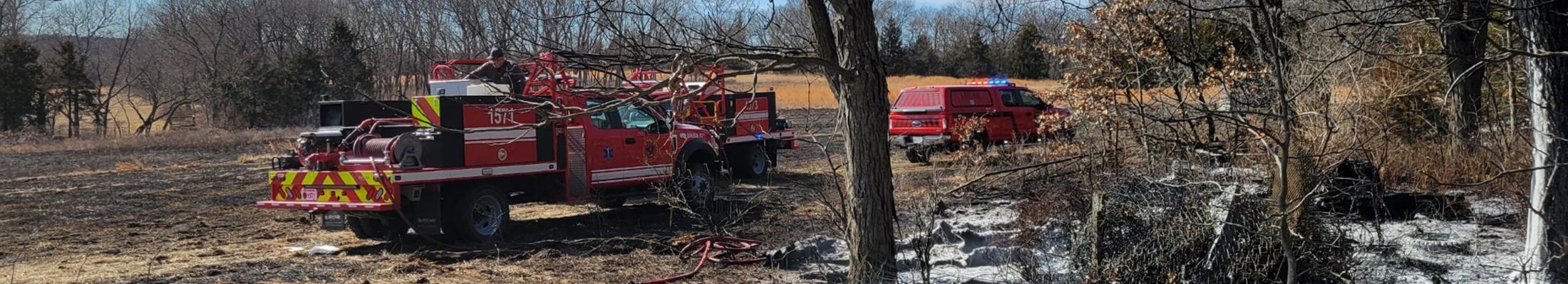 Fire emergency in rural field